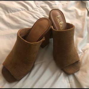 LULUS - light brown corduroy heels
